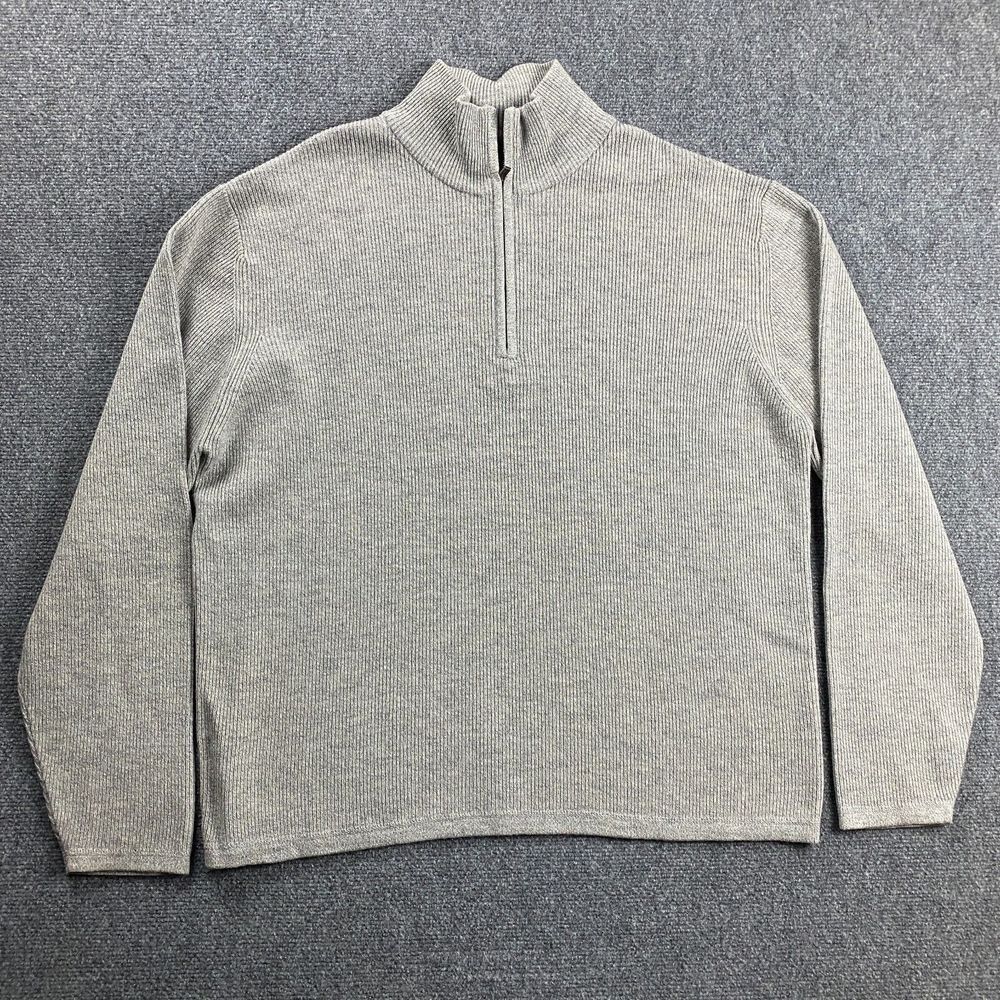 Banana Republic 1/4 Zip Sweater Men's Extra Large‎ Gray Pullover Mock Neck Wool